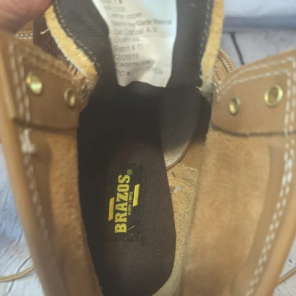 Brazos Work Force Men's Brown Leather Boots Sz 7.5 - Picture 11 of 13